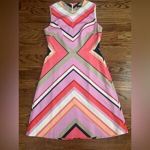 Maggy London Pink and Orange Sleeveless Midi Dress - Size 2